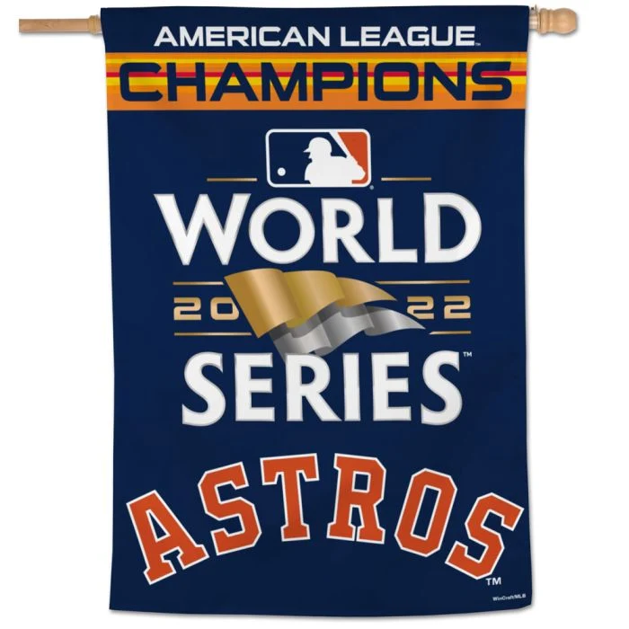 Campeões da Série Mundial Houston Astros 2022 World Series Champ Astros carro bandeira Vertical Banner para NFL MLB NHL NBA MLS