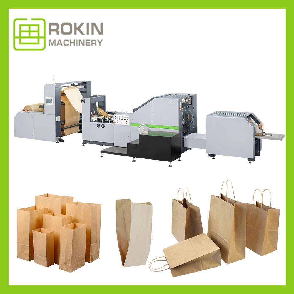 Rokin Brand Eco-Friendly Chestnut Packaging Square Bottom Paper Bag Making Machine