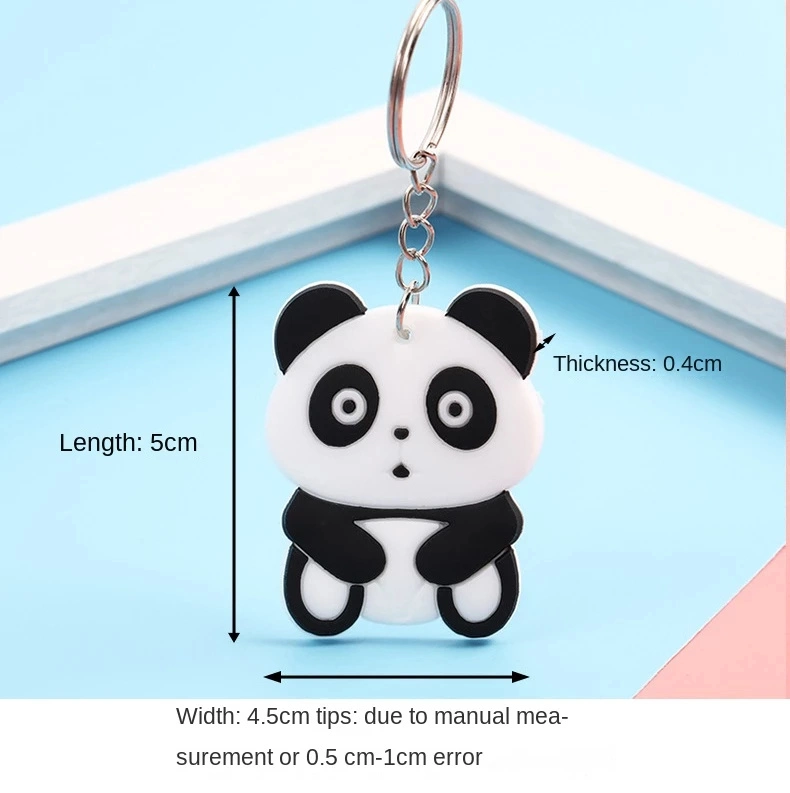 Low MOQ Custom Bag Pendant PVC Soft Plastic Panda Animal Cow Bear Cute Keychain