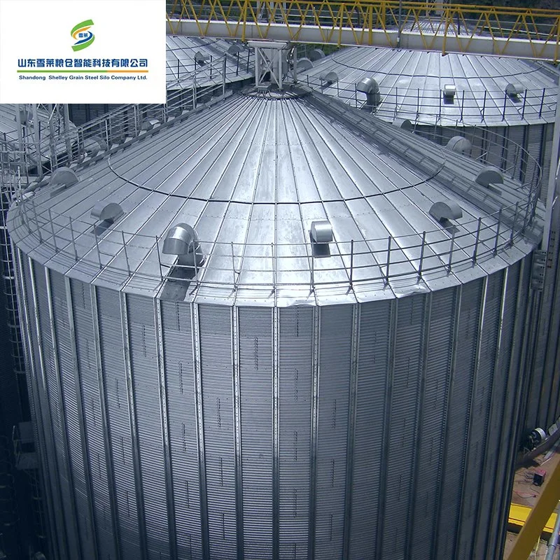 Granja de cerdos de aves de corral de alimentación utiliza almacenamiento molino de grano de acero de silo de fondo plano.