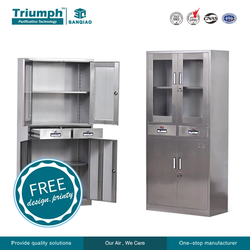 Lockable Stainless Steel Medical Instrument Cabinet for Hospital