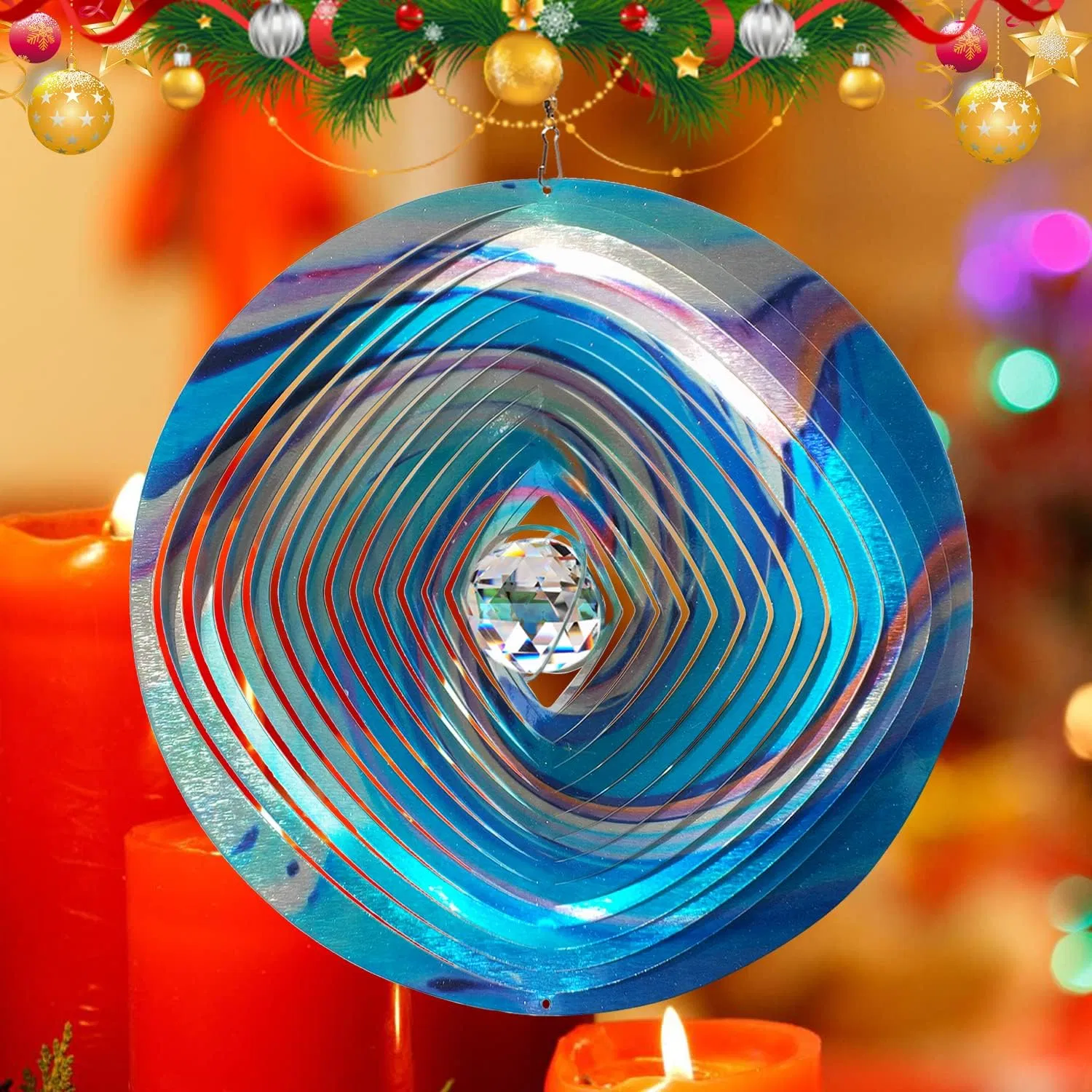 Crystal Ball 3D Stainless Steel Hanging Worth Gift Christmas Decoration Wind Spinner