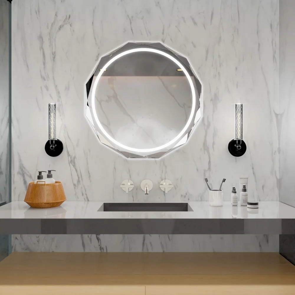 Beveled Edge Bathroom Wall Mirror with LED