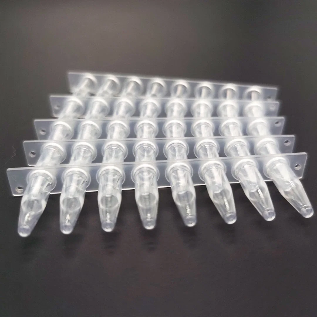 0.2ml Clear 8 Strips PCR Tubes Extra Thin Wall with Separated Cap