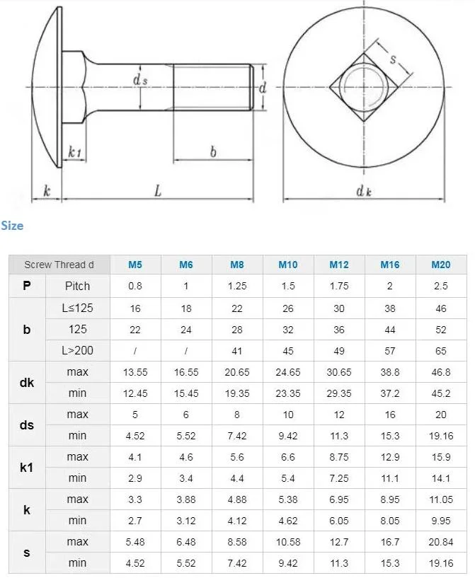 DIN603 Flat Head Metric HDG Hot Dipped Galvanized Carriage Bolt and Nut