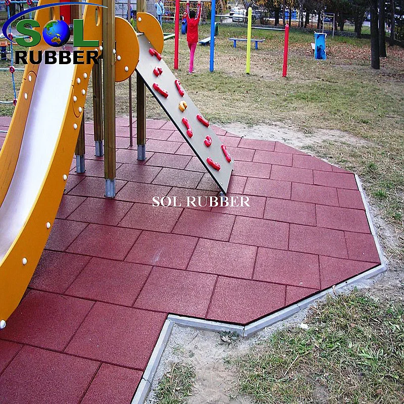 Sol Rubber Outdoor Bright Color Playground Rubber Floor Mat Tile