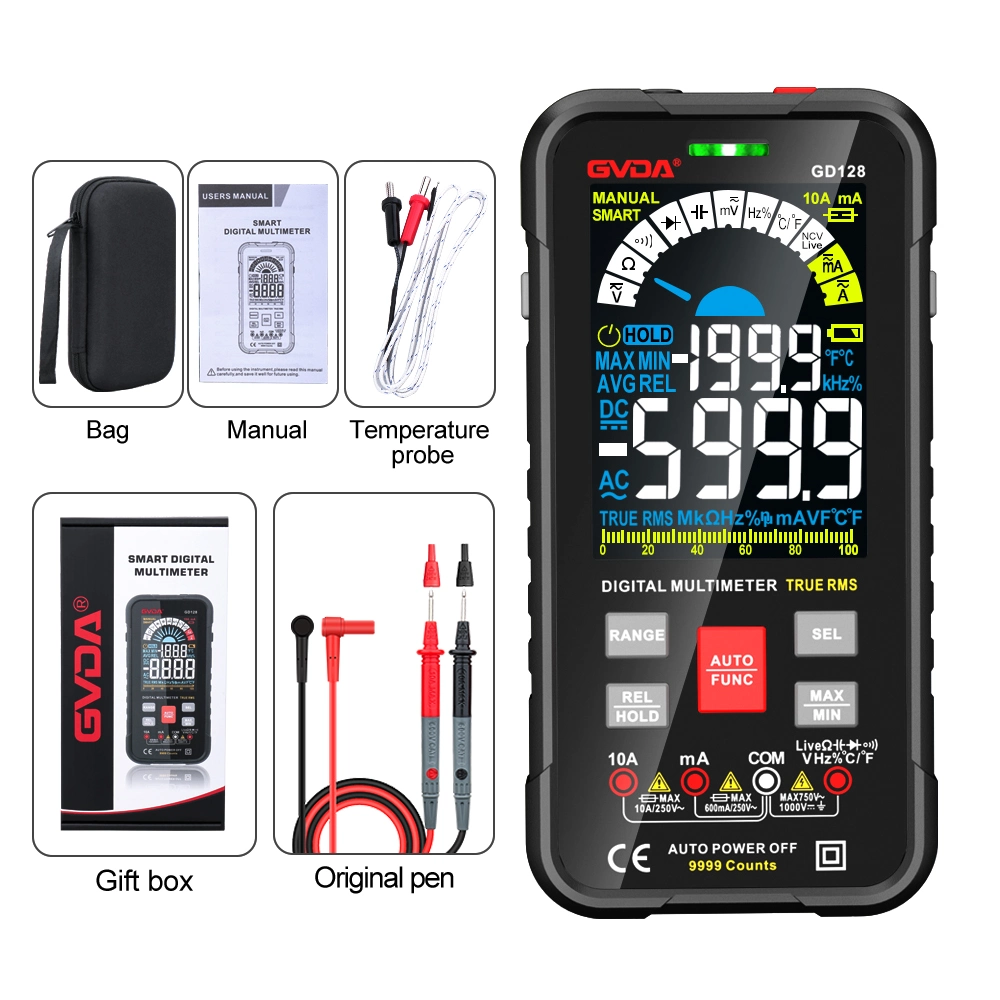 New 9999 Counts Smart Auto Range 1000V 10A Dmm Multitester Tester Meter Ohm Hz Capacitance Rel True RMS AC DC Digital Multimeter