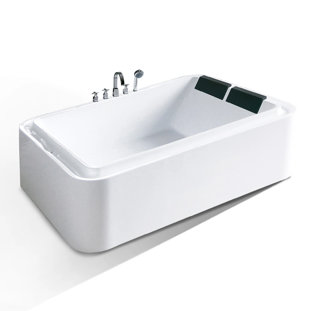 2 People Massage Jets SPA Indoor Corner Rectangular Bathtub for Soaking