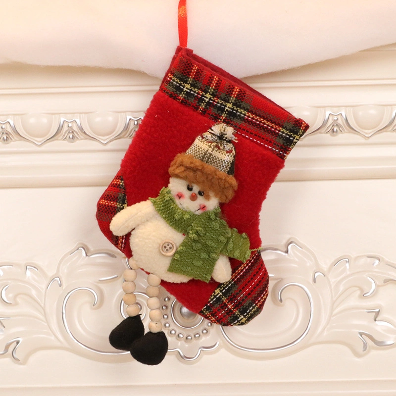 8 Zoll Tiny Lovely Soft Plüsch Weihnachtsbonbon Strumpf mit Schneemann Santa Elch Ornament für Partei Lieferant