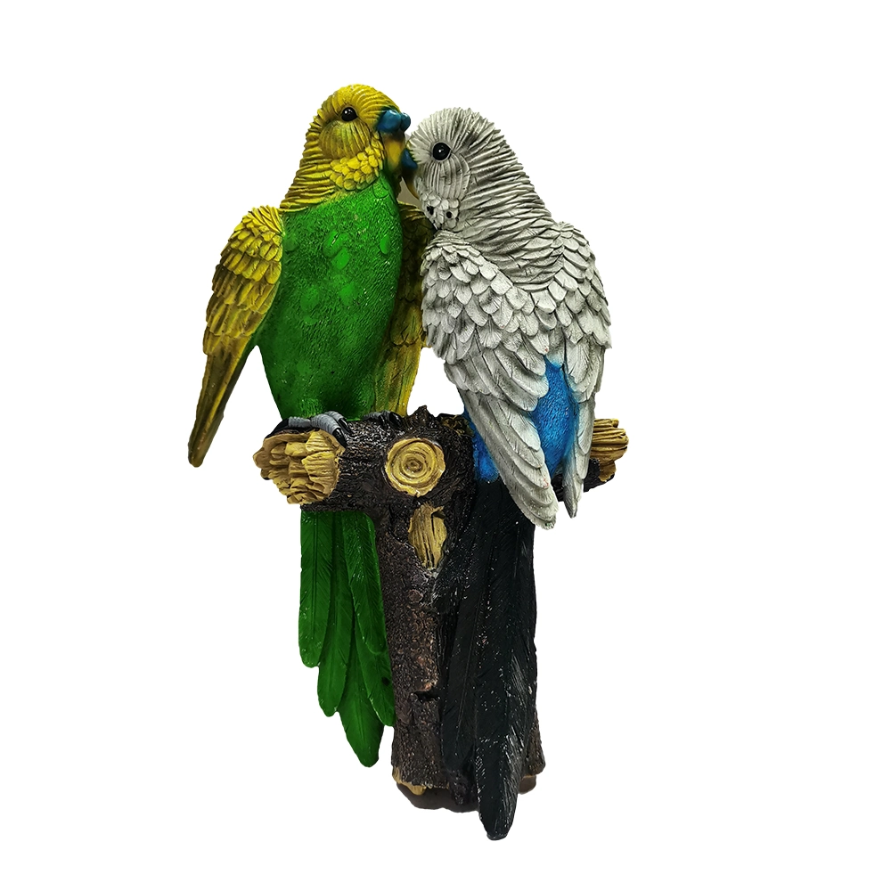 Resin Garden Couple Parrots on Branch Life Size Statue Wall Hanging Birds Sculpture