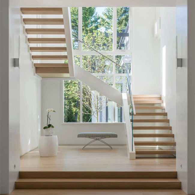 Best Sale Indoors Modern Design Steel Wood Prefabricated Straight Staircase