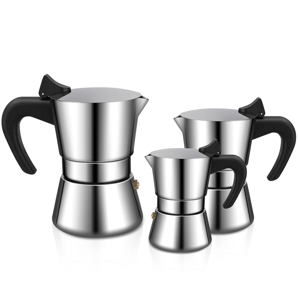 Logotipo personalizado de acero inoxidable Cafetera Espresso Electric Italia Moka Cristal Pot