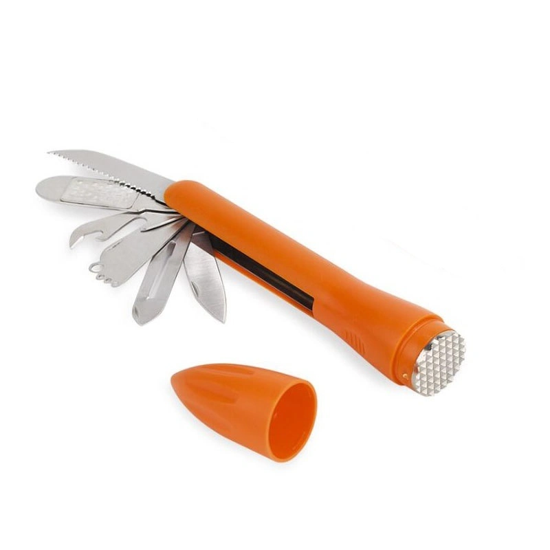 9 en 1 de ablandador de carne útil herramienta multifunción Portable cuchillo cuchillo de cocina al aire libre Camping Gadgets de cocina para hombres regalos mujer amante de la cocina Wbb12062