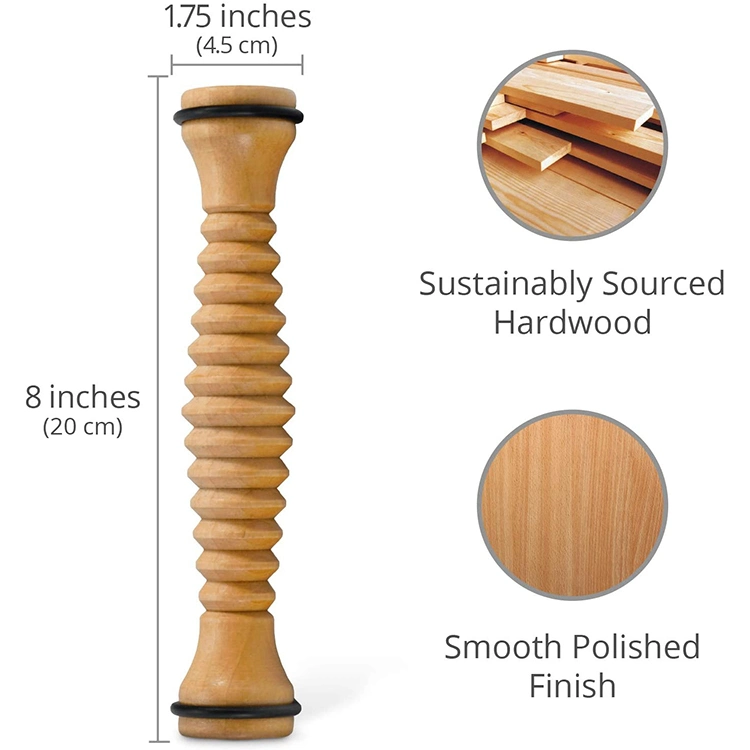 بكرة تدليك خشبية يدوية بالقدم بالقدم الخشبية بالقدم أداة تدليك للاسترخاء