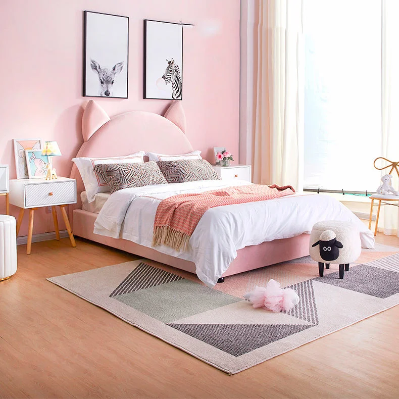 Tela cama tapizada Princesa conjunto de cama para la habitación de la niña Muebles cama personalizable