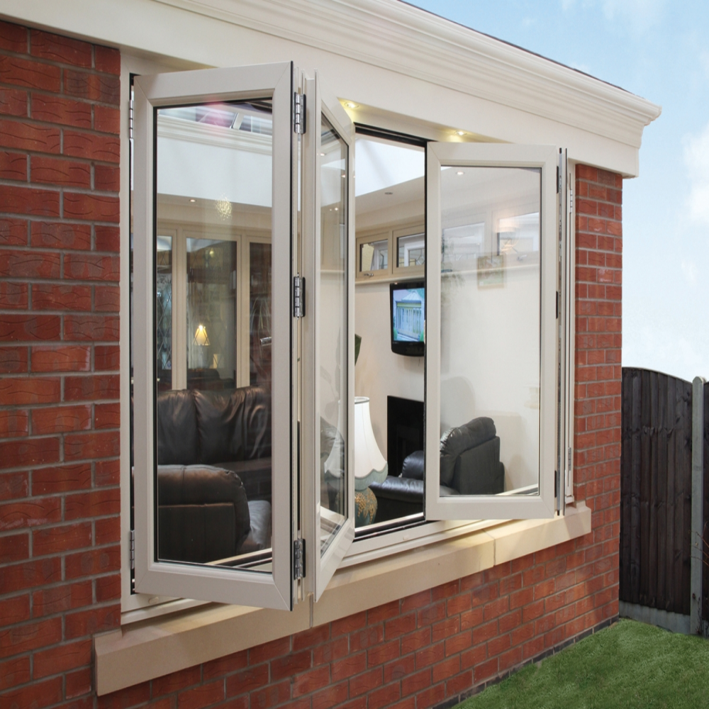 Australia Standard PVC Profile Double Glazed Plastic Glass Timber Bi-Fold Window