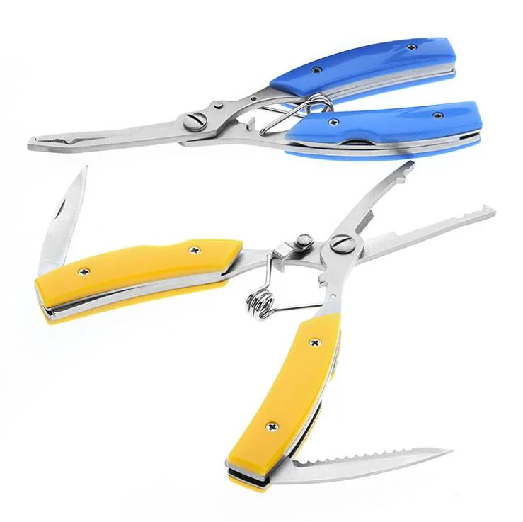 Stainless Steel Fishing Scissors Multi-Function Tool Fishing Pliers with Small Folding Utility Blade Esg15654