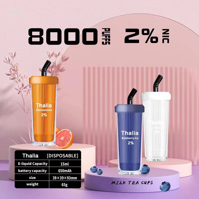 Vente directe d'usine Tasse de thé au lait de style chaud OEM/ODM 8000 bouffées 2% Nic 15ml Capacité de jus électronique jetable saveur multi-fruits Cigarette électronique