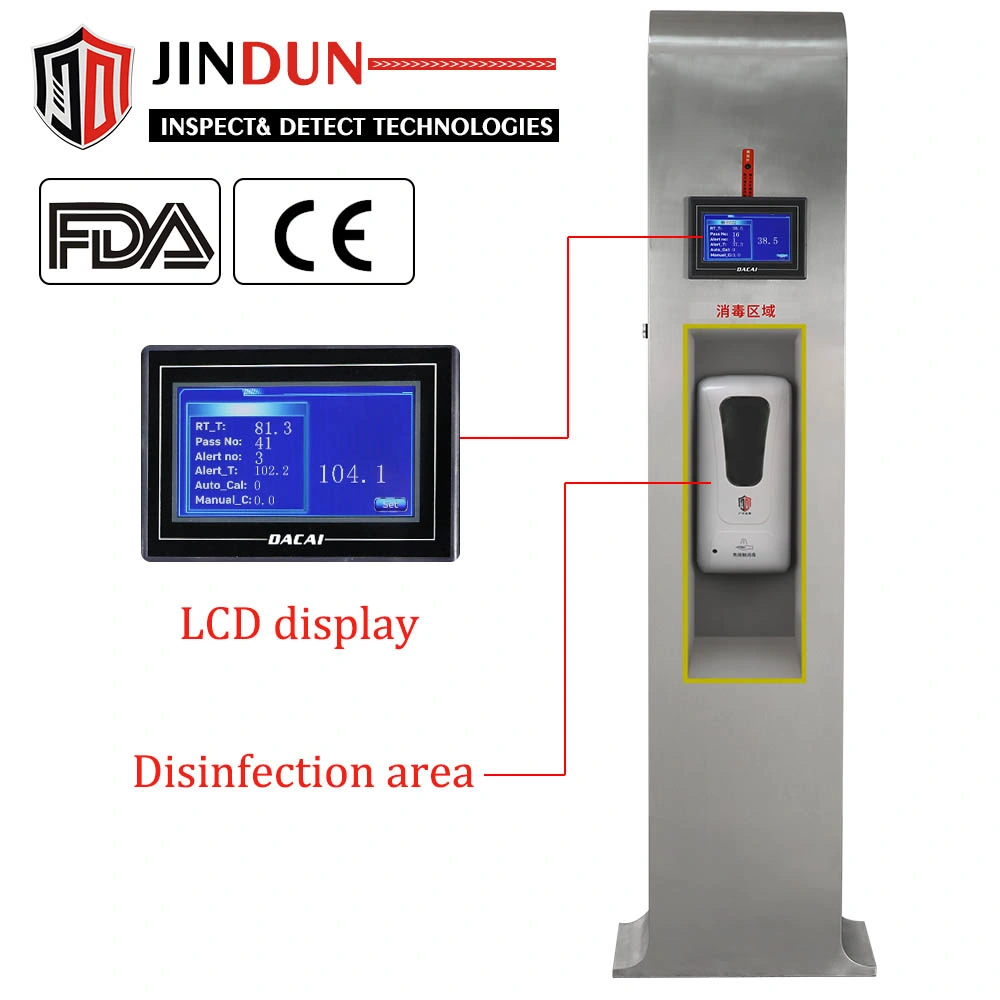 محطة تلقائية في وضع الاستعداد مقياس حرارة بالأشعة تحت الحمراء لمُطهّر اليدين من جهة عامة غير جهة اتصال