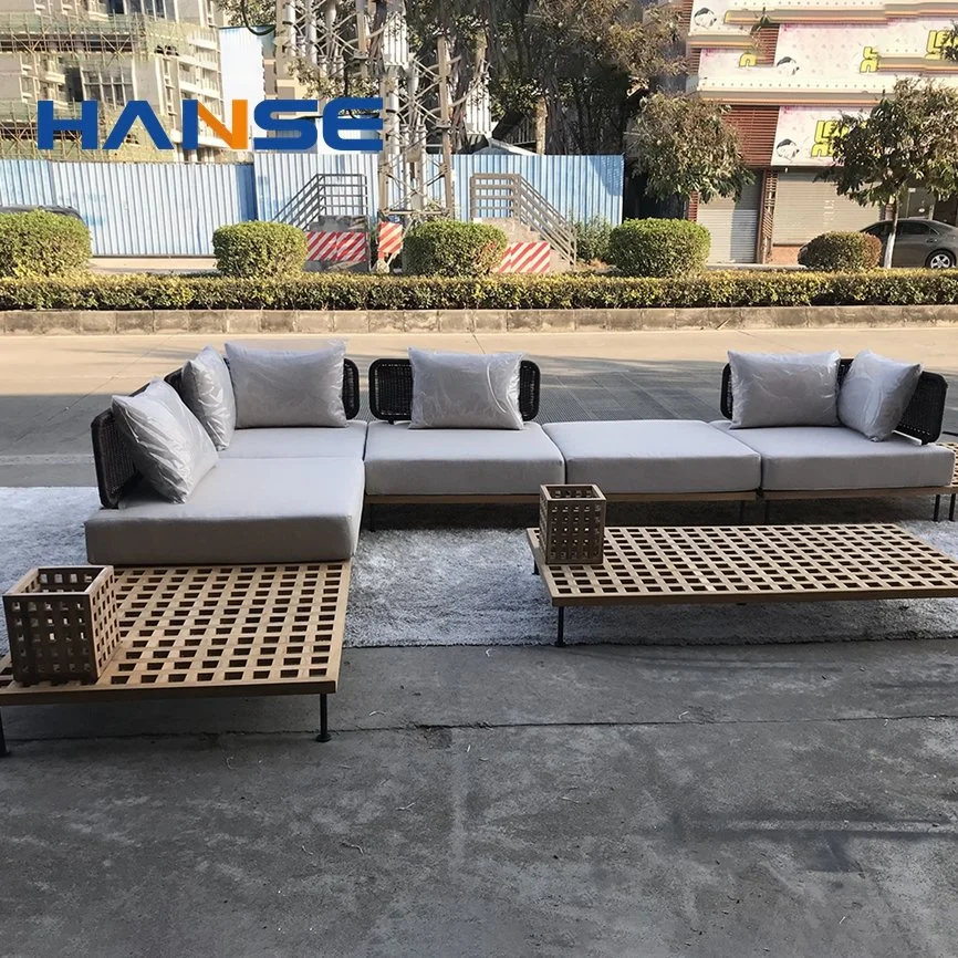 Light Simple Contemporary and Durability Outdoor Soft Seat Teak Wood Sofa Set