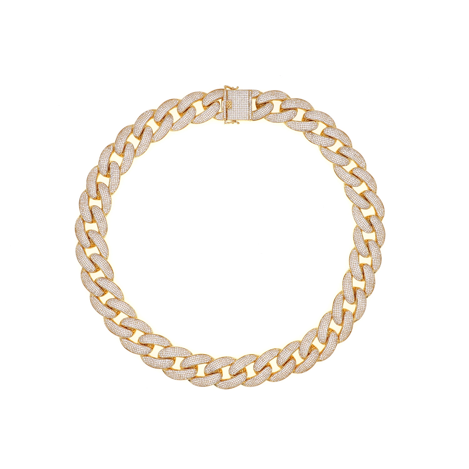 Fashion Hip Hop Classic Cubic Glieder Kette Cubic Zirkonia Miami Cuban Link Chocker Halskette / Armband für Männer Frauen