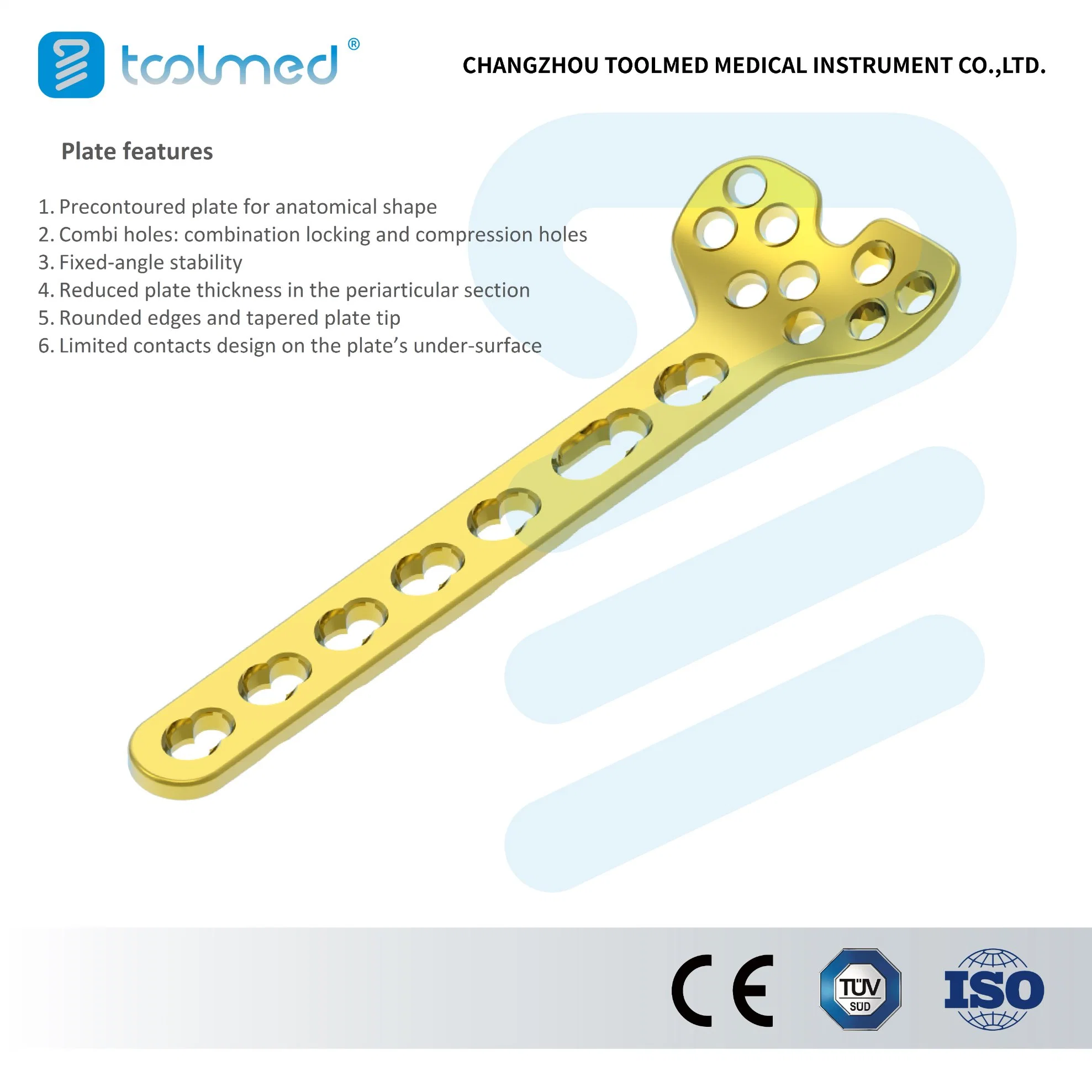 Distal Radius Plate I, 9 Holes Head, Small Fragment Locking Plate System, CE&ISO