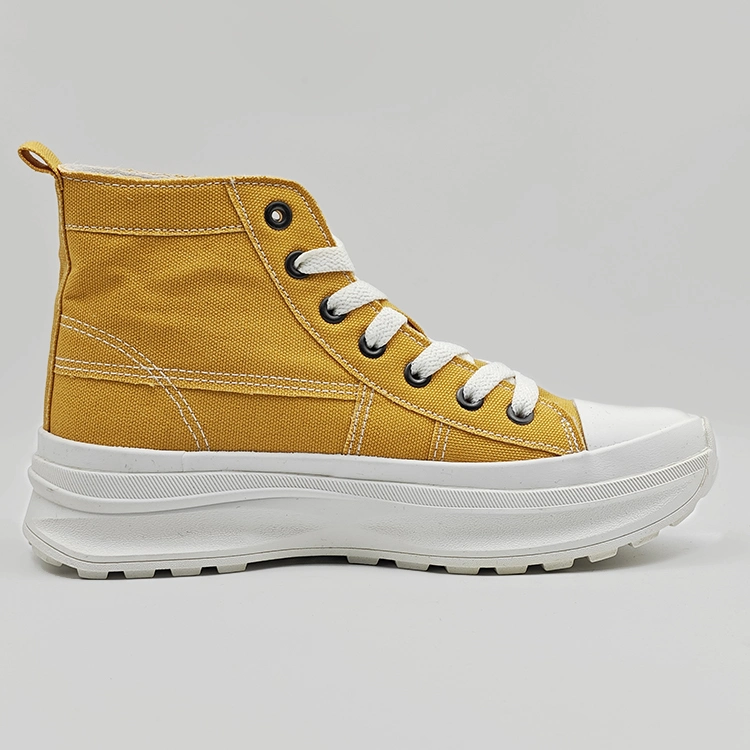 Yellow Customized Color High Top Canvas Shoes for Ladies