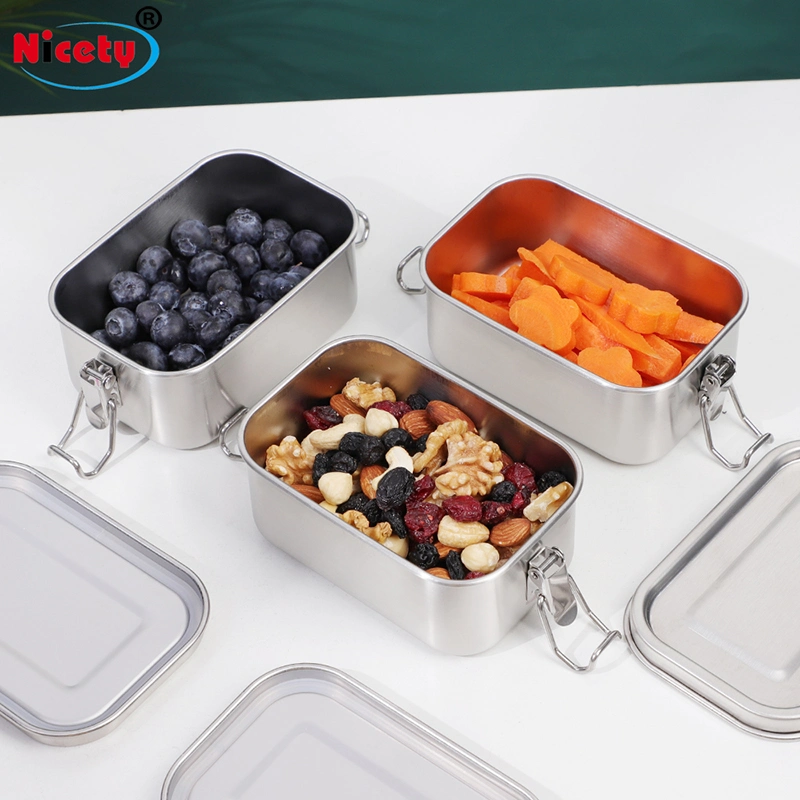 Square Leakproof Mini Stainless Steel Salad Box Lunch Box Food Container Snack Box