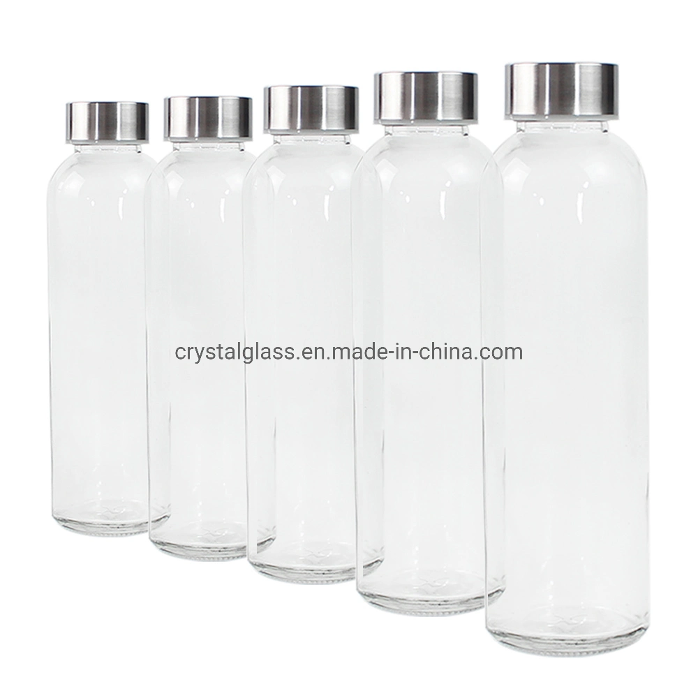 Heat Resisting Simple Office Mineral Water Bottle Clear Glass Bottle 300ml 420ml 500ml