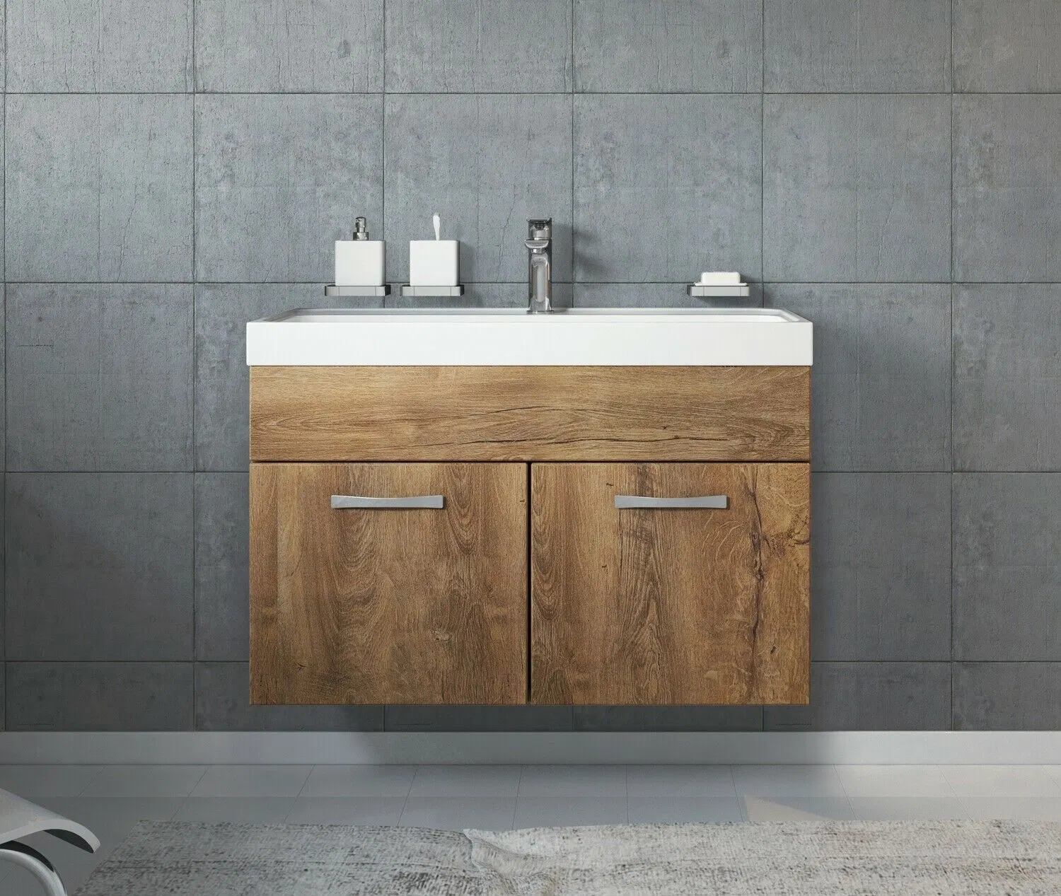 Bathroom Cabinet 80X40cm Lefkas Washbasin (brown) - Storage Cabniet