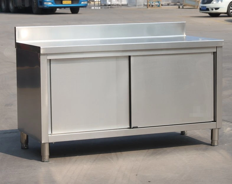 Hot Selling Heavy Duty Commercial Stainless Steel 304 201 430 Restaurant Kitchen Equipment 1.5m 1.8m 2m Large Workbench with Sliding Door Backspalsh Drawers