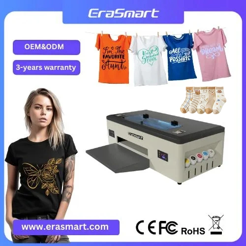 Erasmart Best Price Heat Transfer Film Printer 1390 Head Textile T-Shirt Druckmaschine PET Film Roll A3 DTF Drucker