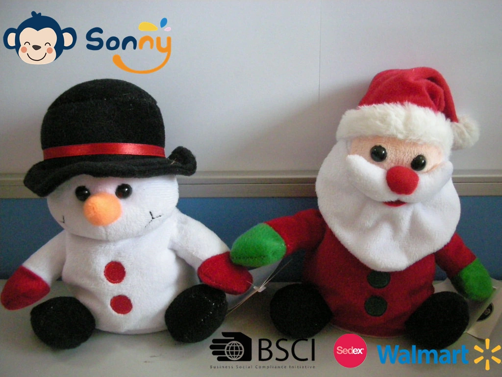 OEM Xmas Plush Toy Voice Recording & Repeating Snowman & Santa