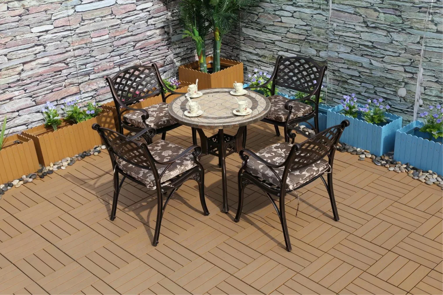 Corrosion Resistant Cast Aluminum Frame Outdoor Garden and Patio Furniture Set Dining Garden Waterproof Chairs