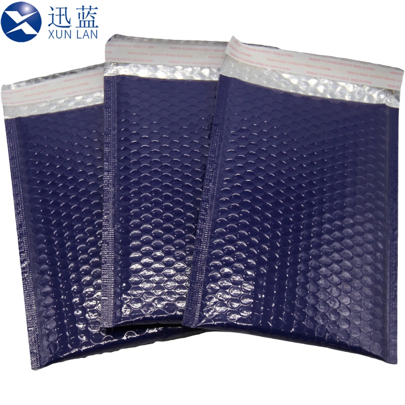 Blaue Metallic Bubble Bag Custom Printed Aluminium Folie Padded Express Tasche Laminiertes Material