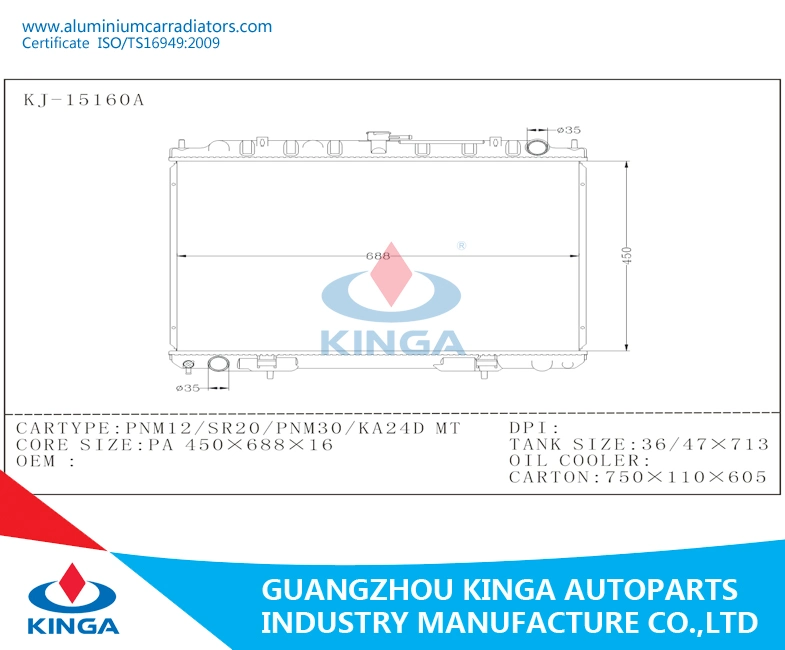 Auto Cooling Parts for Nissan Radiator for Pnm12/Sr20/Pnm30/Ka24D