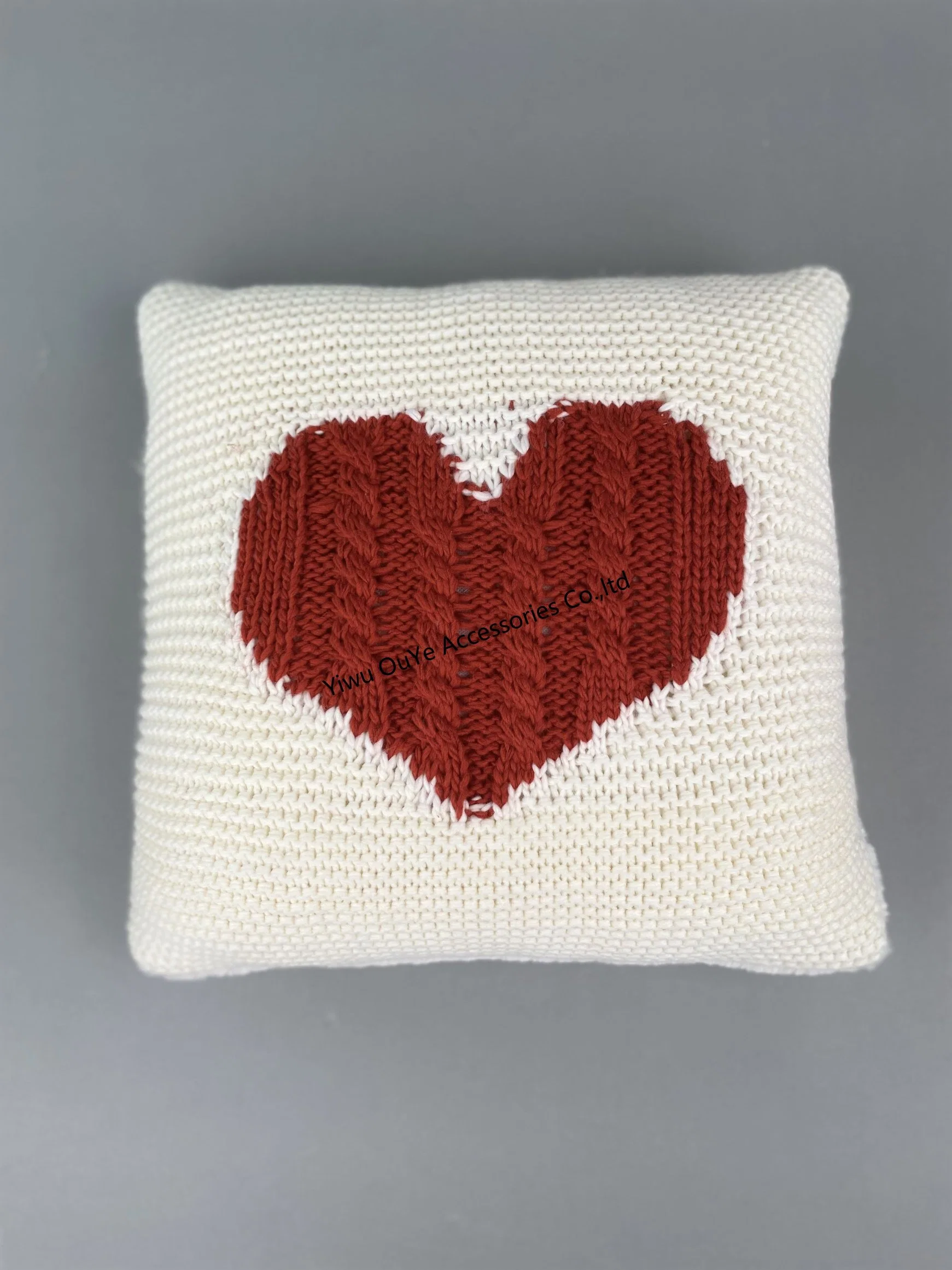 Constrast Color Heart Cable Knitted Sofa Backrest Decorative Pillows Cushions