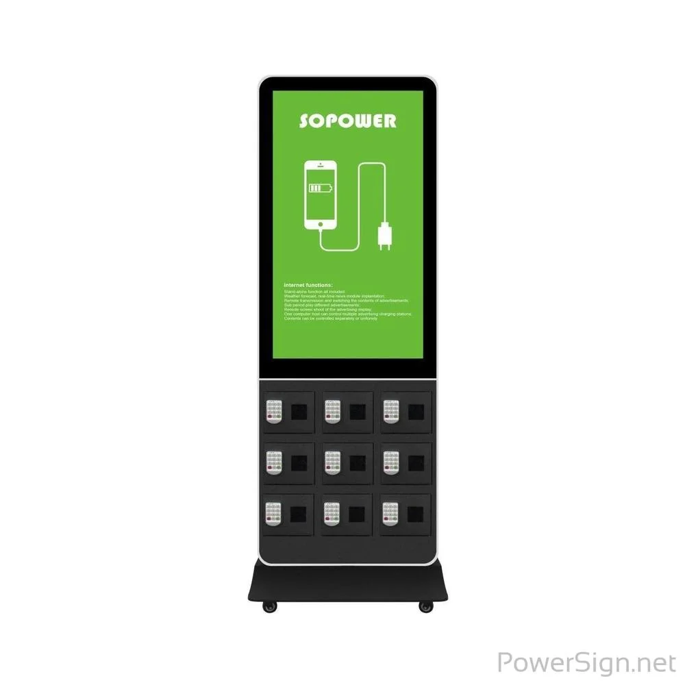 17" LCD Signage Screen Cell Phone Charger Kiosk/Digtal Locker Supported Public Mobile Charger/Phone Charging Kiosk