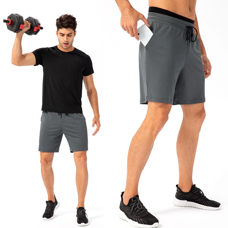 Shorts d'entraînement pour hommes, légers, de course, de basketball, de boxe, de sport en salle, avec poche latérale + double couche à la taille