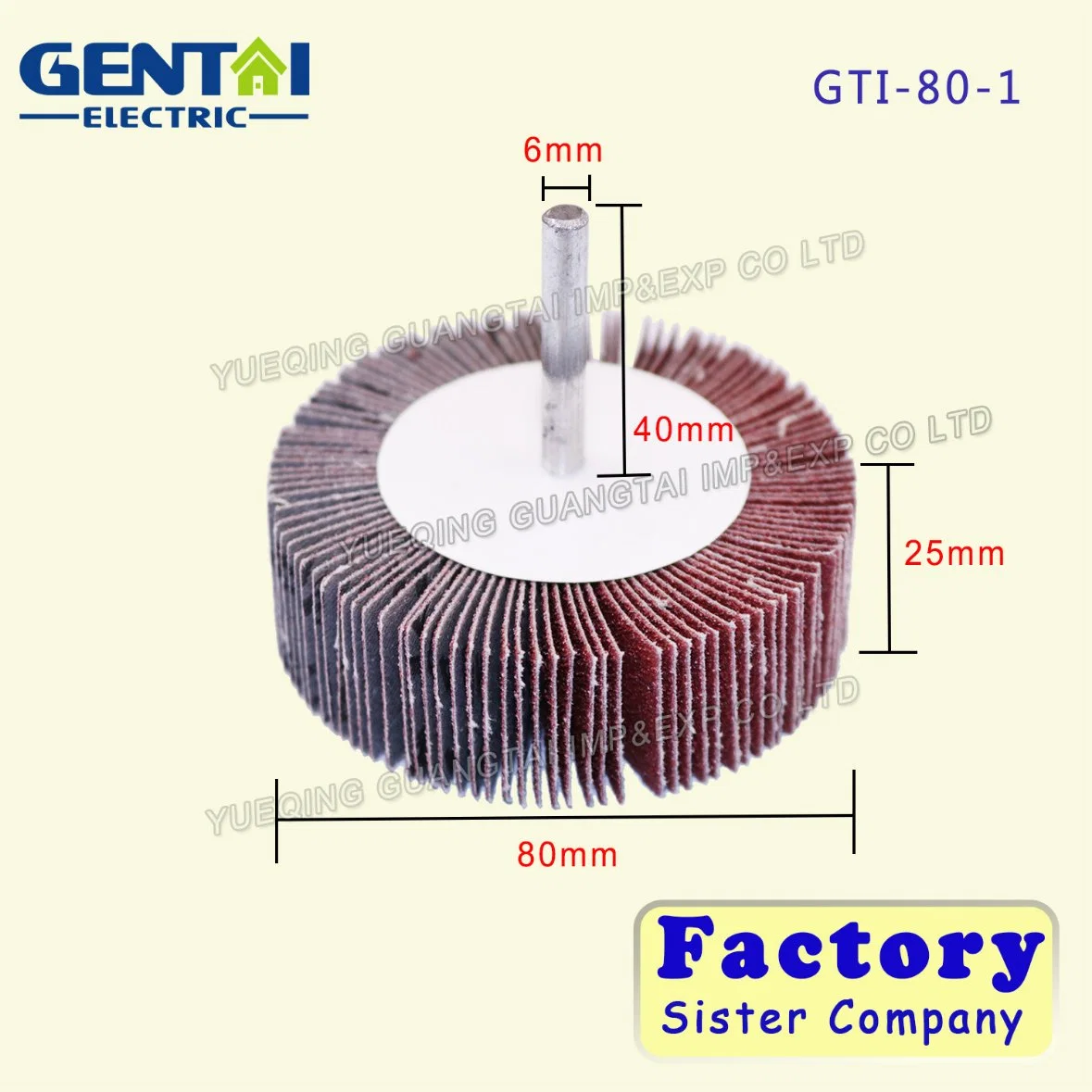 80X25mm 60 Grit Flap Wheel with Shaft for Grinding Metal Hole