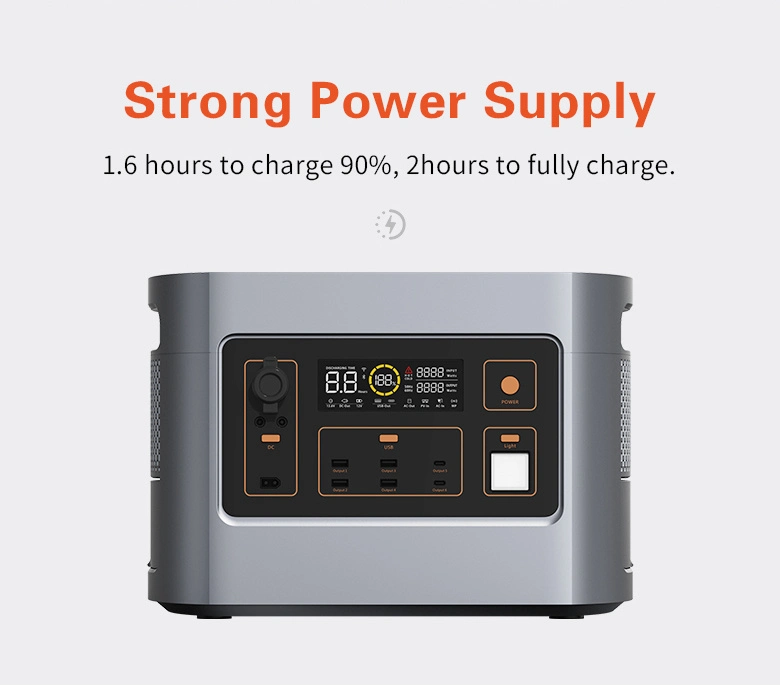 Manufacturer High Capacity 110V/220V LiFePO4 Battery 600W/1200W/2200W Portable Power Bank/Station for Camping