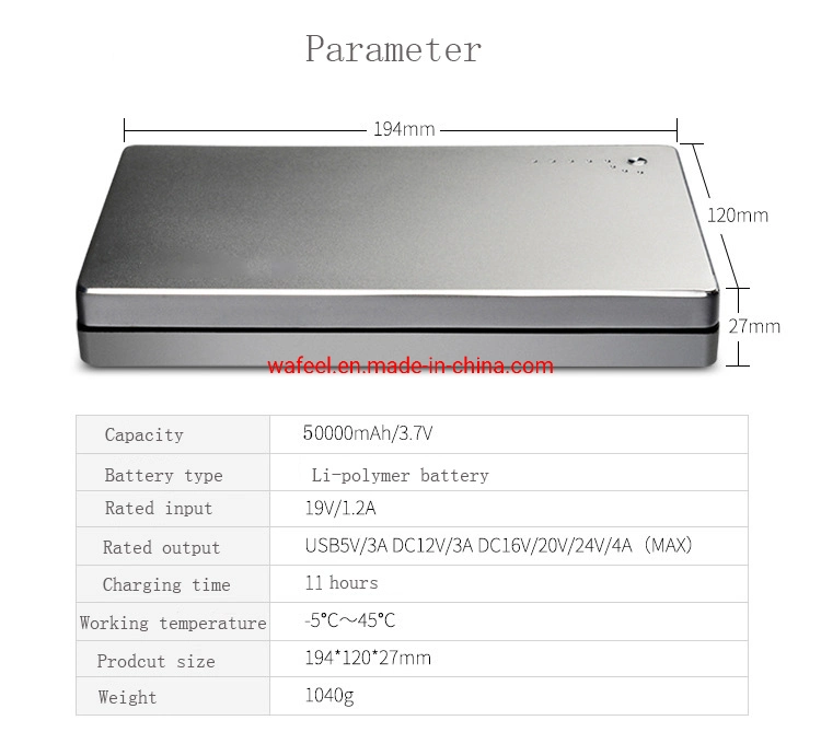 Banco de Energia Portátil 50000 mAh de energia de grande tensão tesouro de carga 5V12V16V20V24V