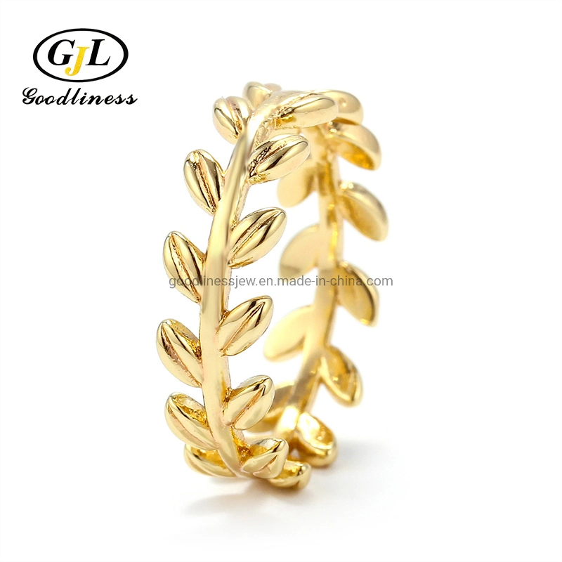 Simple Desing Leaf Rings Silver Gold Plain Rings Silver Jewelry