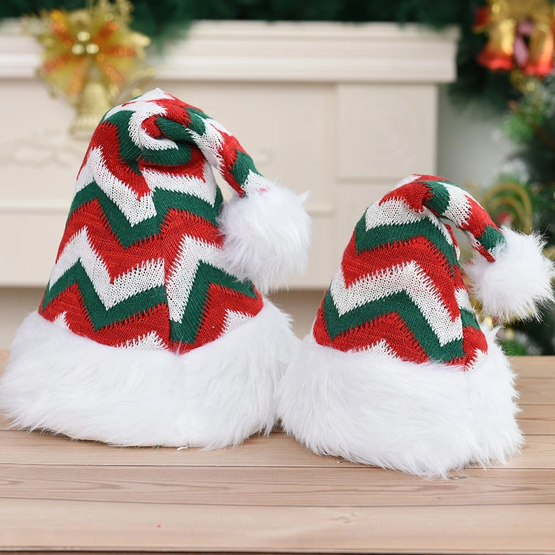 Año Nuevo de alta calidad de felpa suave de sombrero blanco grueso rojo las tapas de Santa Claus Santa's Christmas Hat para Adultos Niños Xmas Hat