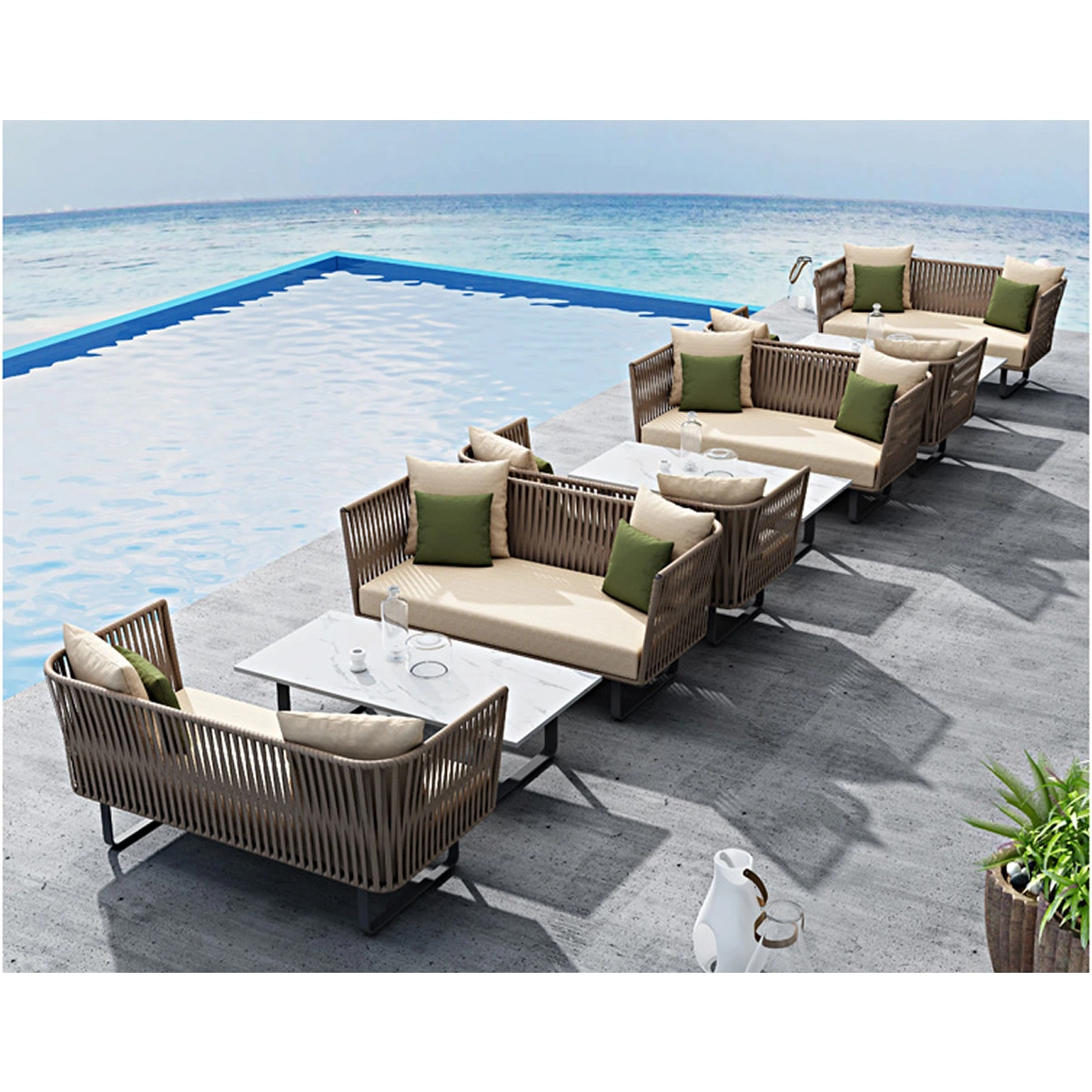 Outdoor Waterproof Courtyard, Terrace, Balcony, Leisure Sofa Modern