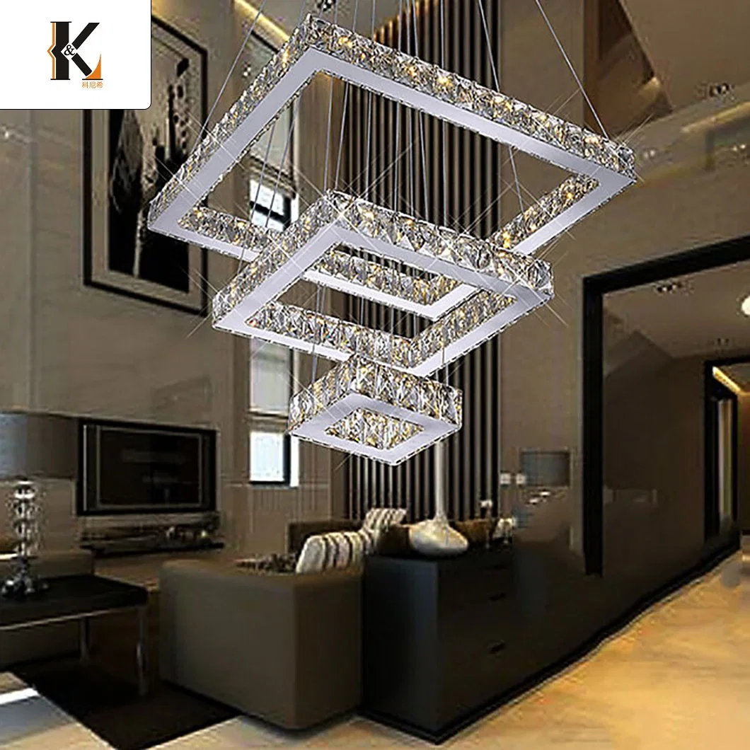 Lustre d'art en acier inoxydable léger prix d'usine de Chine de luxe Restaurant intérieur personnalisé en cristal Décoration moderne LED lustres de plafond éclairage