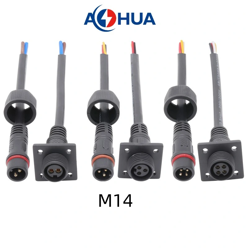 Les ventes de la Chine usine Aohua M14 M19 M23 Connecteur femelle à mâle PVC Connecteur femelle de panneau avant étanche IP65 67 pour l'extérieur de l'éclairage à LED