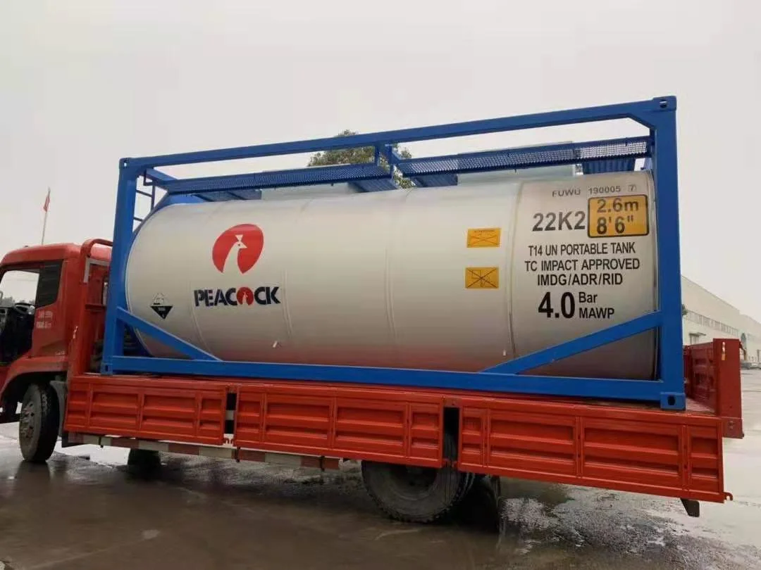 Modelo ISO 20ft 40ft aceite de combustible GLP de asfalto de cemento de betún Depósito de almacenamiento de líquidos químicos a precio razonable