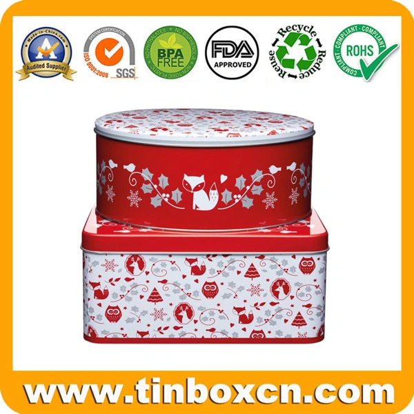 Round Christmas Tin Box Set for Metal Gift Box Packaging