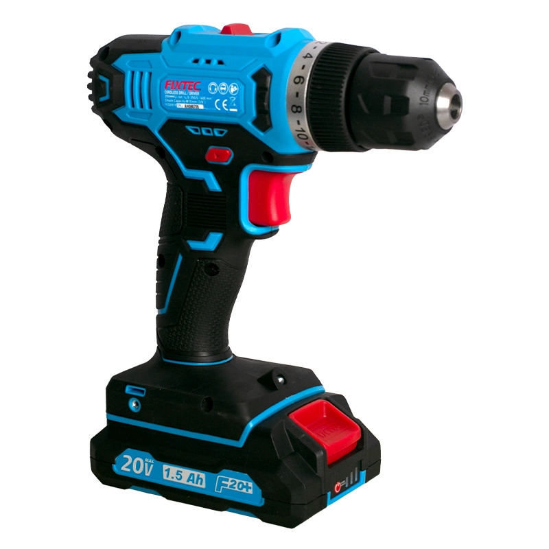 Fixtec Power Tools Drill 20V 2X1500mAh Li-ion Battery Impact Electric Cordless Drill